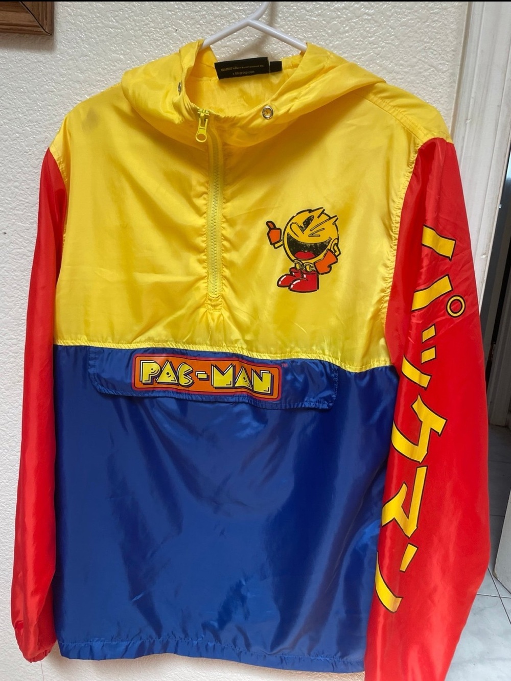 Pac-Man ' Colorblock Hooded Windbreaker Jacket - Yellow/Blue/Red